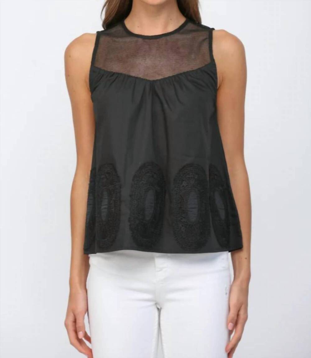 NEW FATE lace appliqué tank top in black